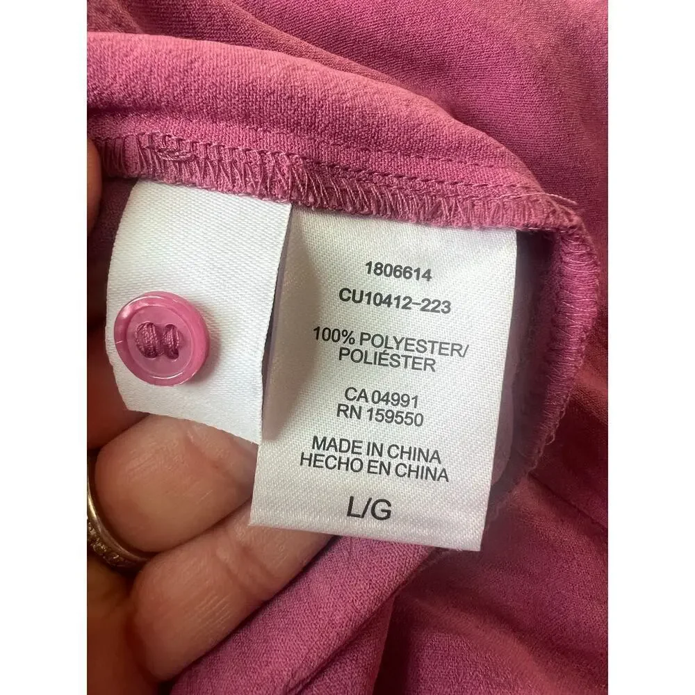 NWT Hilary Radley Women's Button Front Blouse, Large, Dark Pink. Lightweight - Picture 10 of 11